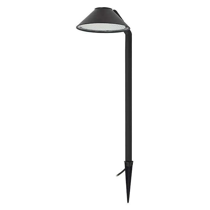 Lindby Erdspießleuchte Capelo -  - Schwarze Outdoor-Wegeleuchte mit konischem Schirm, LED-Panel und Erdspieß für Gartenbeleuchtung.