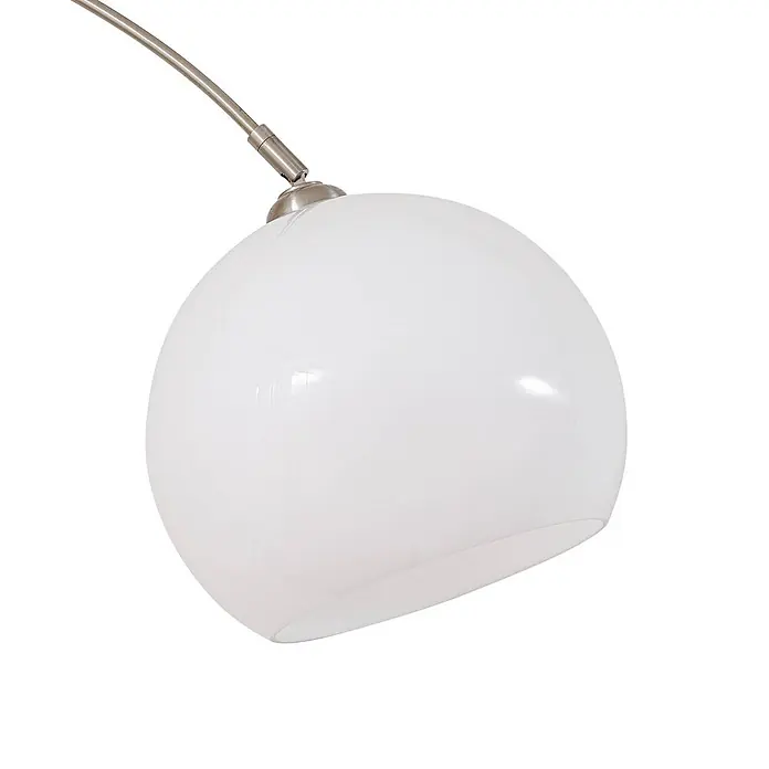 Lindby Stehleuchte Alverton - Höhe: 197 cm, alu / grau / zink, weiß / opal, E27 - Weißer kugelförmiger Lampenschirm mit gebürsteter Metallarmverbindung.