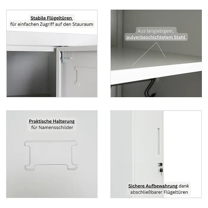 Proregal Spind Mega Deal 3x ELEPHANT 3 Abteil - Grau, Zerlegt, Anzahl Fächer: 3 Stk. - Weißer Metallschrank mit stabilen, abschließbaren Flügeltüren, aus robustem, pulverbeschichtetem Stahl und mit Namensschildhalter.