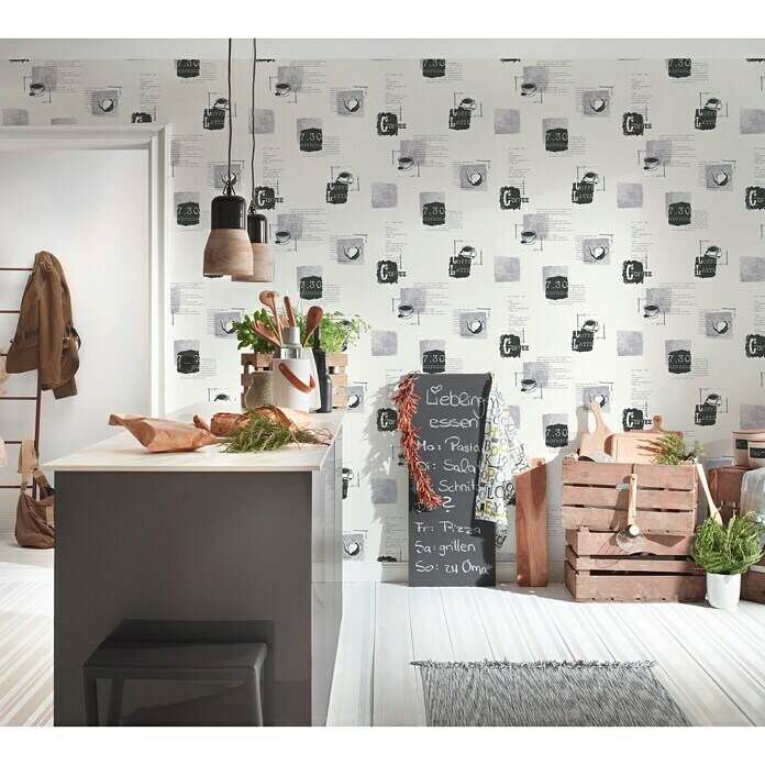AS Creation Kitchen Dreams Vliestapete (Schwarz/Weiß, Motiv, 10,05 x 0,53 m)