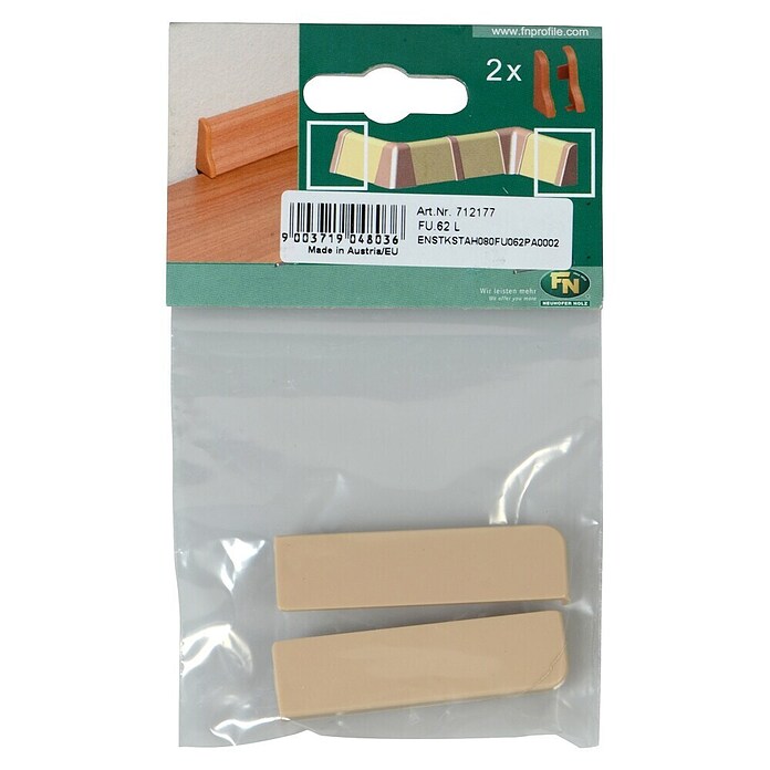 Sockelleiste FU062 (2 x Endstück, Passend für: Sockelleiste FU062 15x58 mm, Kunststoff, Ahorn) | BAUHAUS