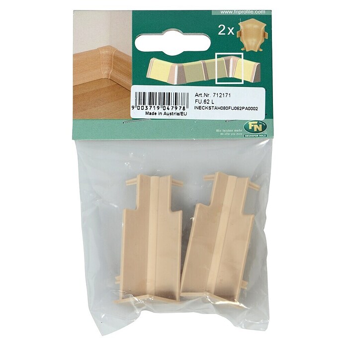 Sockelleiste FU062 (2 x Inneneck, Passend für: Sockelleiste FU062 15x58 mm, Kunststoff, Ahorn) | BAUHAUS
