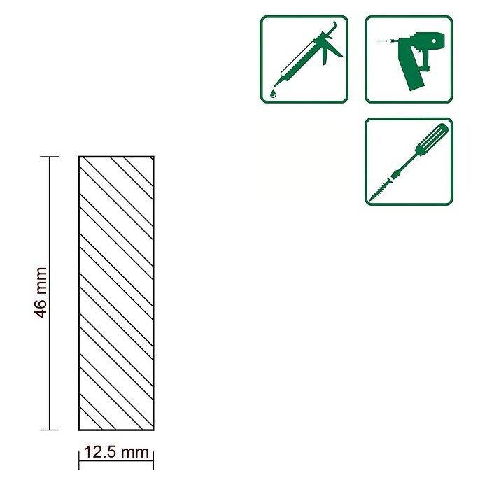FLACHLEISTE LAERCHE ROH 12,5X46mm 100cm