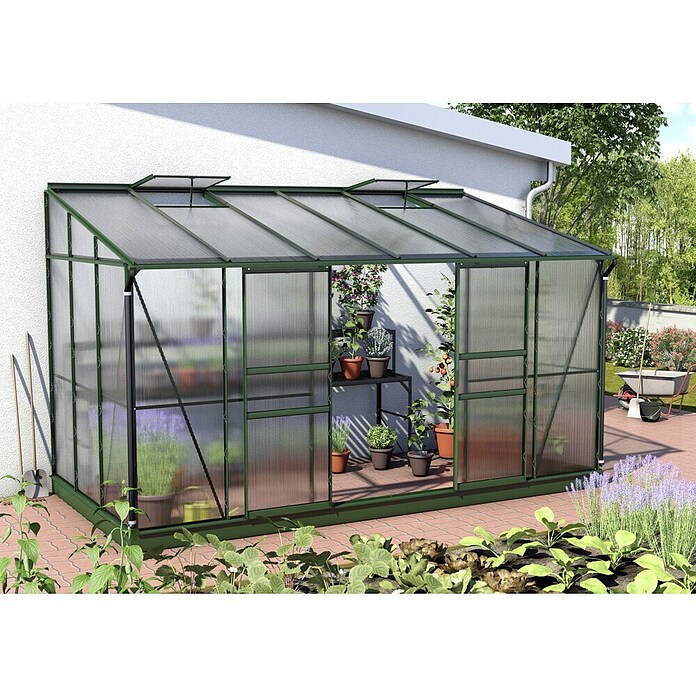 Vitavia Gewächshaus (2,01 x 3,87 x 2,21 m, Wandstärke: 6 mm, Smaragd)