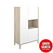 Dekit Bari Aparador (L x An x Al: 43 x 81 x 137,5 cm, Blanco/Natural, Número de puertas: 3 ud.) | BAUHAUS