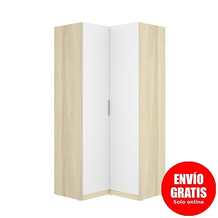 Dekit Armario para ropa Emax (L x An x Al: 95 x 96,9 x 203,5 cm, Roble claro/Blanco, Rinconero, Espesor: 15 mm) | BAUHAUS