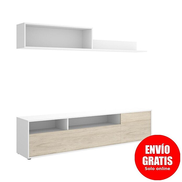 Dekit Conjunto mueble de salón Bay (Blanco/Natural, Montaje reversible, 2 pzs.) | BAUHAUS