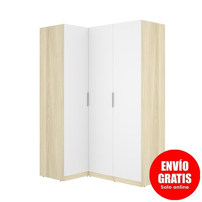 Dekit Armario para ropa Emax (L x An x Al: 95 x 142,2 x 203,5 cm, Roble claro/Blanco, Rinconero, Espesor: 15 mm) | BAUHAUS
