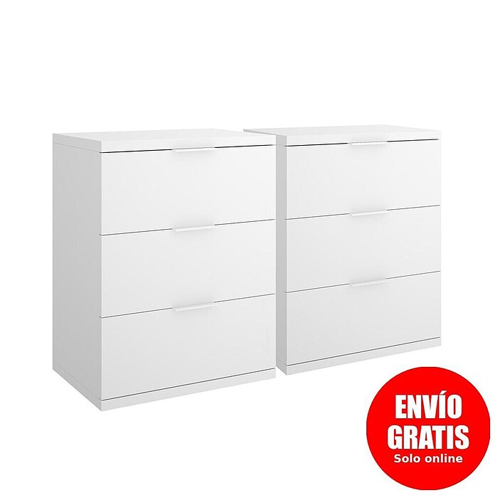Dekit Mesita de noche Río (L x An x Al: 34,2 x 42 x 56,8 cm, Blanco, 2 ud.) | BAUHAUS