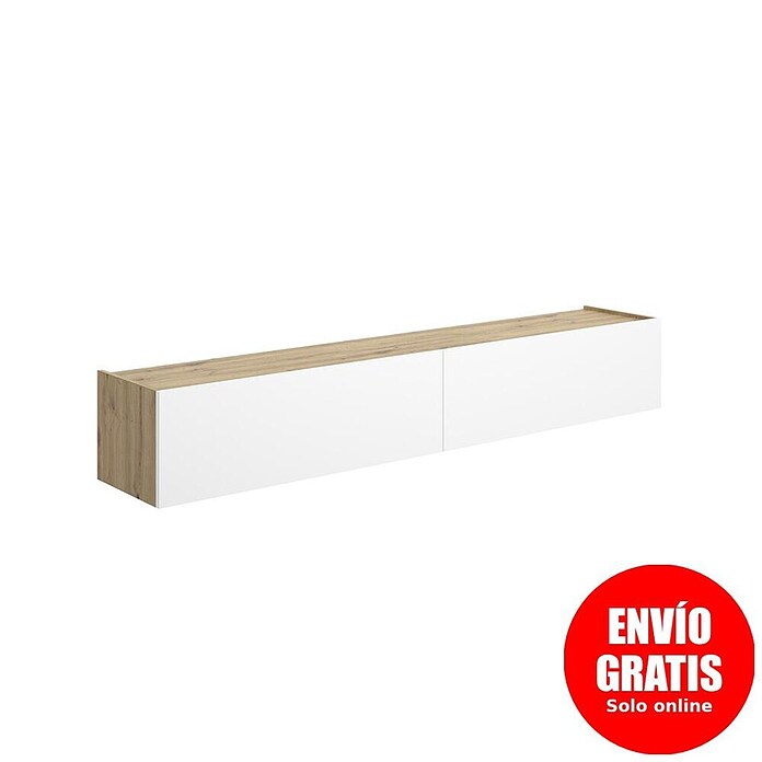 Dekit Sky Mueble para TV (L x An x Al: 35 x 180 x 29 cm, Blanco/Roble Nordic, Tipo de montaje: Colgar) | BAUHAUS