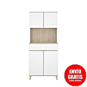 Dekit Aparador buffet Wok (L x An x Al: 40 x 60 x 191 cm, Blanco/Natural, Número de puertas: 4 ud.) | BAUHAUS