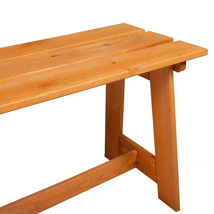 Furnicato Gartenbank Kiefernholz lackiert - B x T x H: 37 x 119 x 47 cm, Echtholz - Lattenbank aus Naturholz mit stabilen A-Rahmen-Beinen.