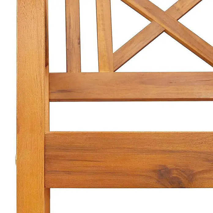 Furnicato Gartenbank Akazien-Massivholz geölt - B x T x H: 56 x 150 x 90 cm, Massivholz Akazie, Braun - Hellbrauner Holzstuhl- oder Bankabschnitt mit Lattenmuster und Kreuzlehne.