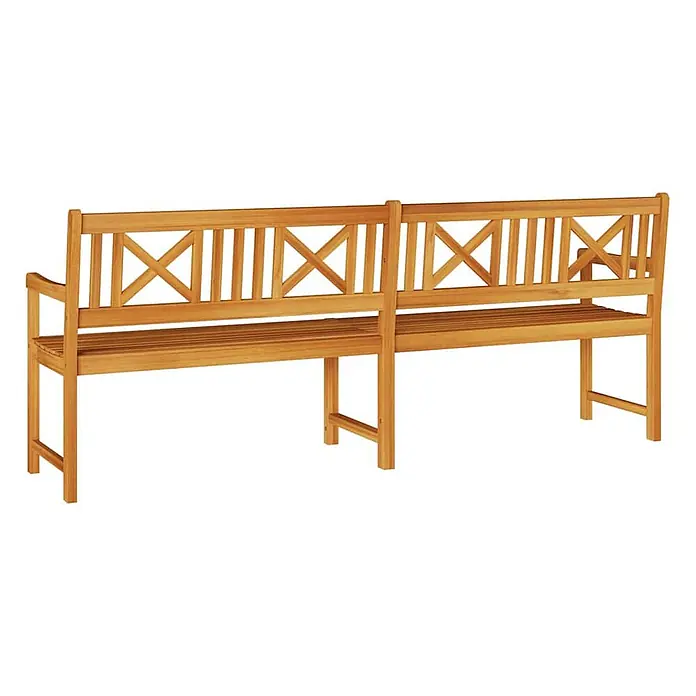 Furnicato Gartenbank - Braun - Lange hellbraune Gartenbank aus Holz mit X-förmigem Lehnen-Design und Lattenrost-Sitzfläche.