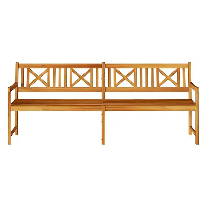 Furnicato Gartenbank - Braun - Natürliche Holz-Gartenbank mit Lattenrost, Armlehnen und dekorativer X-Muster-Rückenlehne.