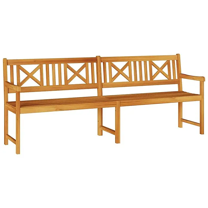 Furnicato Gartenbank - Braun - Lange Gartenbank aus Holz mit Lattenrostsitz und dekorativer Rückenlehne mit X-Muster.