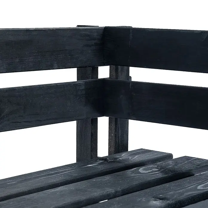 Furnicato Gartenbank Kiefernholz imprägniert - B x T x H: 110 x 65 x 55 cm, Schwarz - Dunkle Holz-Eckbank mit Lattenrost-Design.
