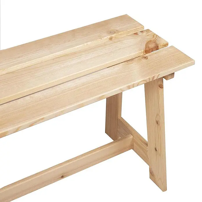 Furnicato Gartenbank Kiefernholz Natur - B x T x H: 37 x 119 x 47 cm, Natur - Helle Holzbank mit Latten.