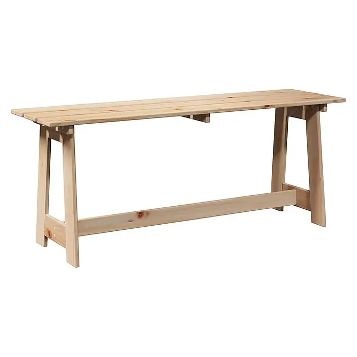 Furnicato Gartenbank Kiefernholz Natur - B x T x H: 37 x 119 x 47 cm, Natur - Helle Holzbank mit Lattenrostplatte, A-Beinen und Querverstrebung.