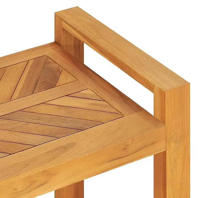 Furnicato Gartenbank Teakholz geölt - B x T x H: 30 x 120 x 50 cm, Braun - Teakholzbank mit Fischgrätmuster auf der Sitzfläche und offener Armlehne.