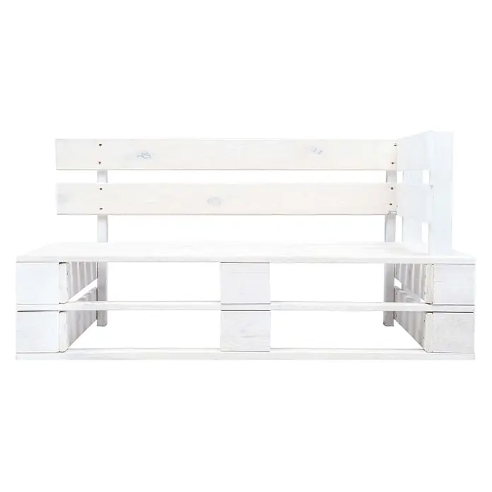 Furnicato Gartenbank Kiefernholz imprägniert - B x T x H: 110 x 65 x 55 cm, Weiß - Weiße Holzpalettenbank mit Rückenlehne und rechter Armlehne.