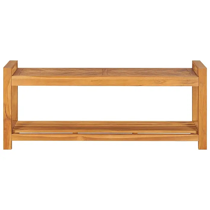 Furnicato Gartenbank Teakholz geölt - B x T x H: 30 x 120 x 50 cm, Braun - Zweistufige Holzbank mit gemusterter Oberseite und Latten-Unterablage.
