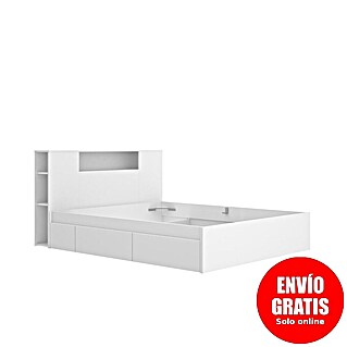Dekit Ten Cabecero de cama con cama (L x An: 219,8 x 157,2 cm, Blanco, Número de cajones: 4 ud., Específico para: Colchón de 150x190 cm)