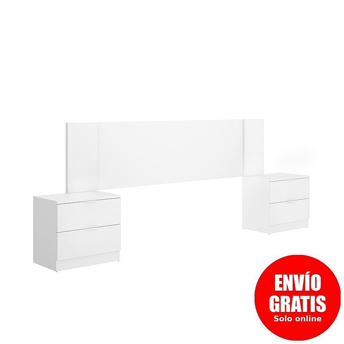Dekit Cabecero de cama con mesitas Len (L x An: 34,2 x 251 cm, Blanco, Específico para: Cama de 150 cm) | BAUHAUS