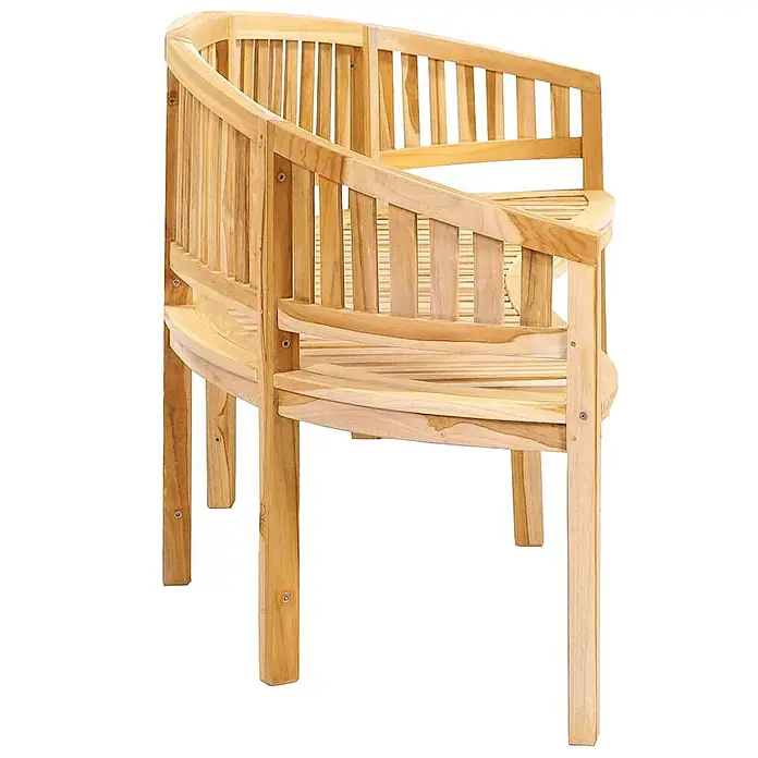 Furnicato Gartenbank Teak-Hartholz - B x T x H: 200 x 66 x 86 cm, Braun - Gekrümmte hellbraune Holzlamellenbank für den Garten.