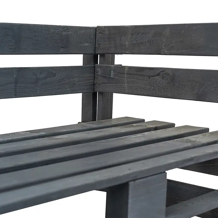 Furnicato Gartenbank - Grau - Dunkelgraues Eckbankteil aus Holz mit Lattenrücken und Sitzfläche.