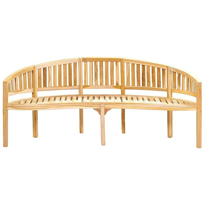 Furnicato Gartenbank Teak-Hartholz - B x T x H: 200 x 66 x 86 cm, Braun - Gebogene Bananenbank aus naturhellbraunem Holz für Garten und Terrasse.