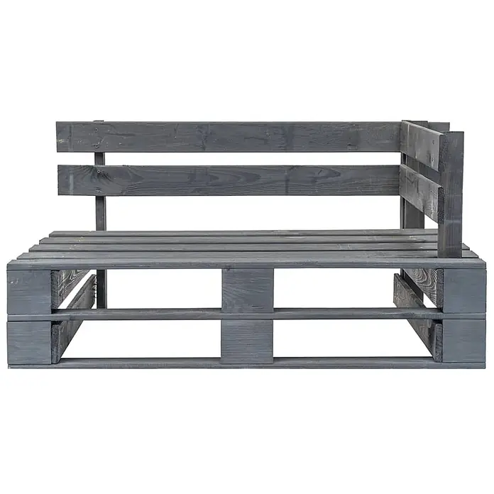 Furnicato Gartenbank - Grau - Graues Palettensofa aus Holz mit Rückenlehne und rechter Armlehne.