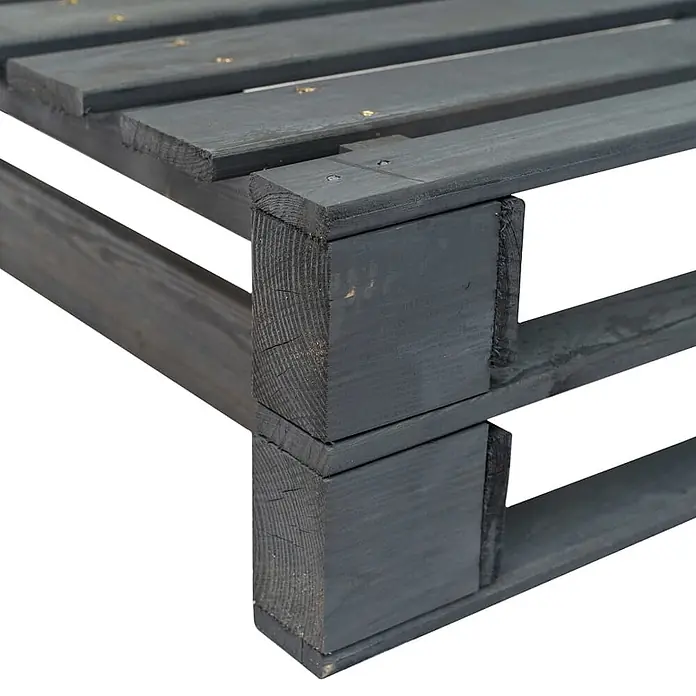 Furnicato Gartenbank - Grau - Dunkelgraue Holzpalette aus gebeizten Holzbrettern und -klötzen.