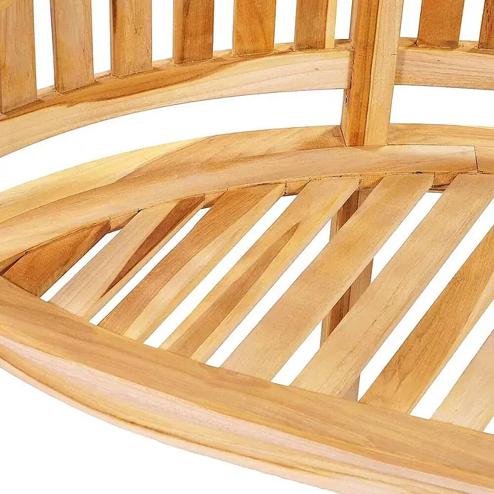 Furnicato Gartenbank Teak-Hartholz - B x T x H: 200 x 66 x 86 cm, Braun - Gekrümmte Gartenbank aus hellen Holzlatten.