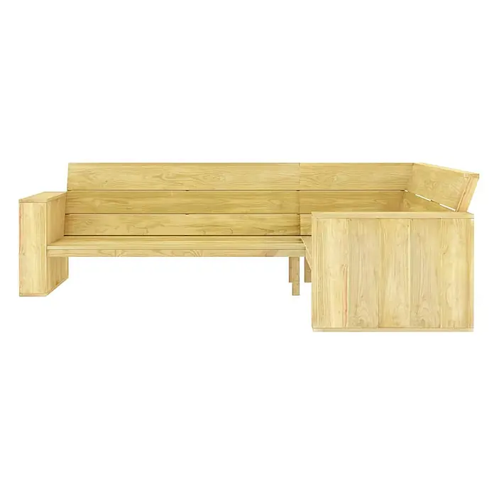 Furnicato Gartenbank Kiefernholz imprägniert - B x T x H: 164,5 x 239 x 76 cm, Braun - Helle hölzerne L-förmige Garten-Eckbank.