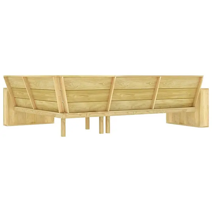 Furnicato Gartenbank Kiefernholz imprägniert - B x T x H: 164,5 x 239 x 76 cm, Braun - Gartensitzbank aus massivem Holz mit Lattenrückenlehne.