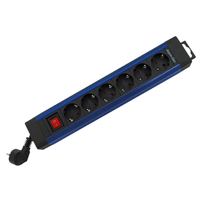 SupraLine Produžni kabel s utičnicama (6-struko, Crna/plava)