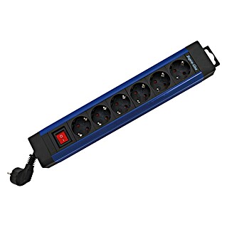 SupraLine Produžni kabel s utičnicama (6-struko, Crno-plave boje, S prekidačem)