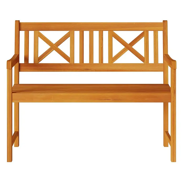 Furnicato Gartenbank Akazien-Massivholz geölt - B x T x H: 56 x 110 x 90 cm, Massivholz Akazie, Braun - Holzgartenbank in Naturholzfarbe mit Lattenrostsitz und Rückenlehne mit vertikalen Latten und 'X'-Details.