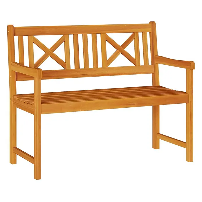 Furnicato Gartenbank Akazien-Massivholz geölt - B x T x H: 56 x 110 x 90 cm, Massivholz Akazie, Braun - Gartenbank aus Holz mit Lattenrostsitz und X-förmiger Rückenlehne.