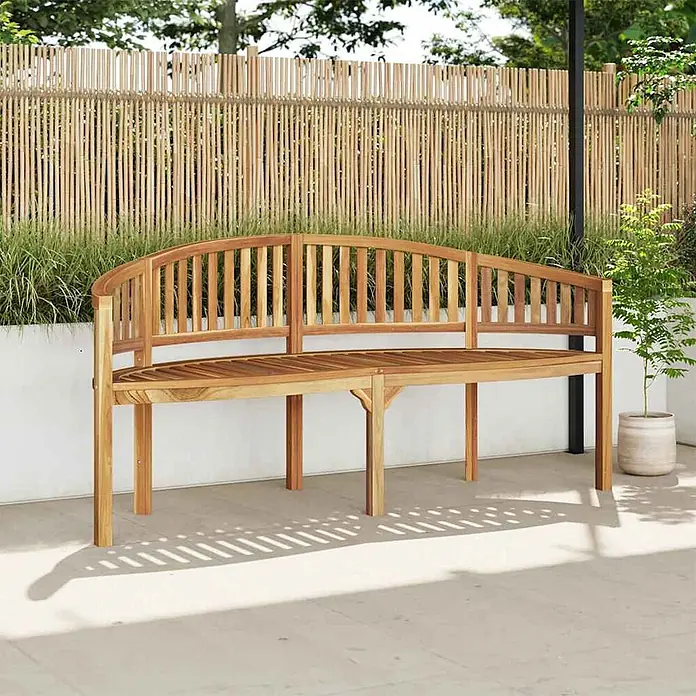 Furnicato Gartenbank - Braun - Lange Gartenbank aus Naturholz mit geschwungener Rückenlehne, ideal für den Außenbereich.