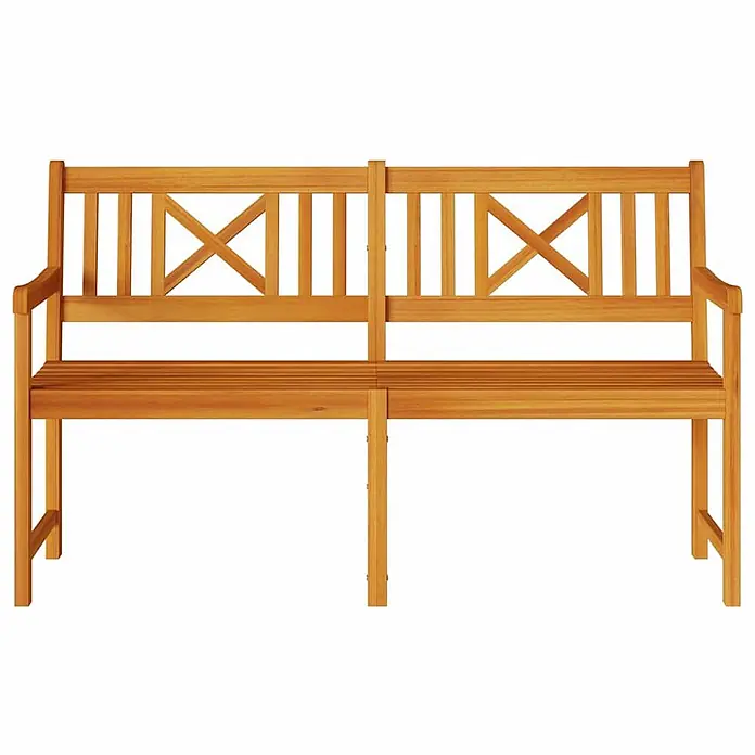 Furnicato Gartenbank Akazien-Massivholz geölt - B x T x H: 56 x 150 x 90 cm, Massivholz Akazie, Braun - Braune Holzgartenbank mit X-förmiger Rückenlehne.