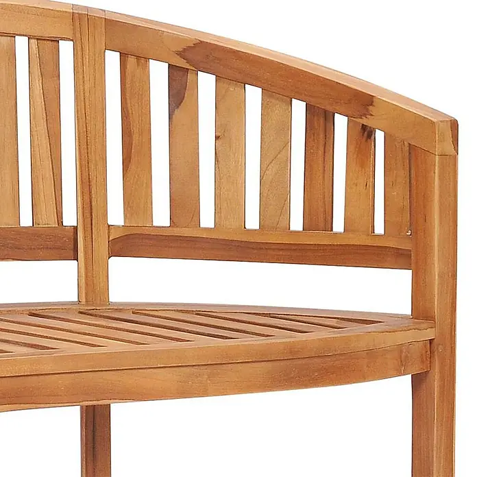 Furnicato Gartenbank Teak-Hartholz - B x T x H: 60 x 151 x 86 cm, Braun - Gebogene Gartenbank aus hellem Holz mit Lattenrückenlehne und Sitzfläche.