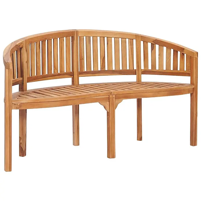 Furnicato Gartenbank Teak-Hartholz - B x T x H: 60 x 151 x 86 cm, Braun - Gekrümmte Gartenbank aus Teakholz.