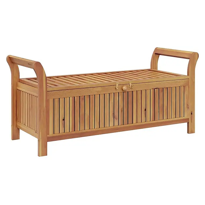 Furnicato Gartenbank Akazien-Massivholz geölt - B x T x H: 50 x 108 x 4 cm, Grau - Sitzbank aus Naturholz mit Lattenrostdeckel und -seiten, mit integrierten Griffen an beiden Enden.