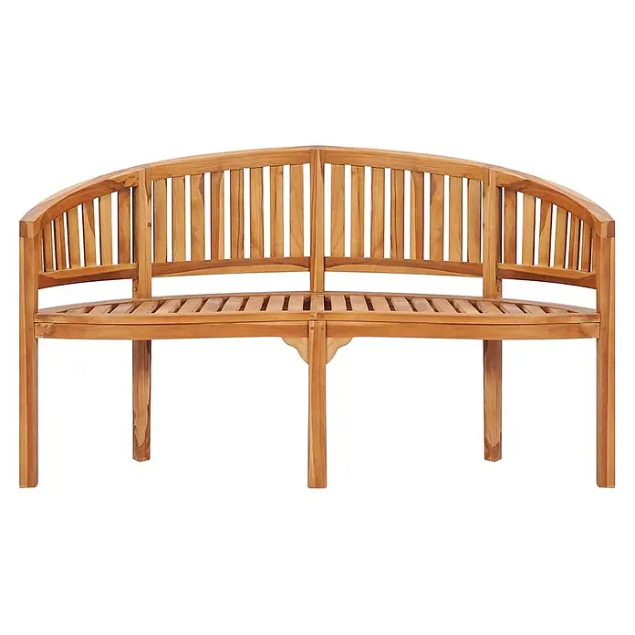 Furnicato Gartenbank Teak-Hartholz - B x T x H: 60 x 151 x 86 cm, Braun - Gebogene Gartenbank aus Teakholz mit Latten-Sitzfläche und Rückenlehne in Naturholzoptik.
