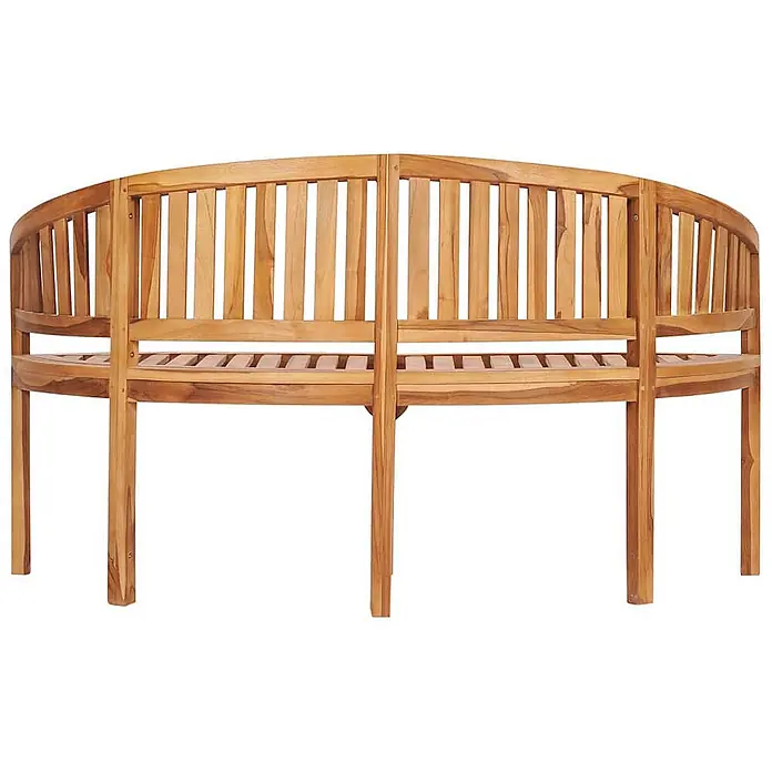 Furnicato Gartenbank Teak-Hartholz - B x T x H: 60 x 151 x 86 cm, Braun - Gekrümmte Teakholz-Gartenbank mit Lattenrückenlehne und Sitzfläche.