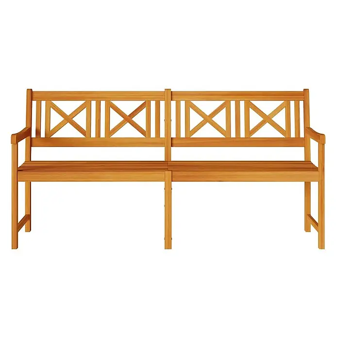 Furnicato Gartenbank Akazienholz geölt - B x T x H: 56 x 180 x 90 cm, Massivholz Akazie, Braun - Braune Holzgartenbank mit X-förmigen Rückenlehnen-Details.