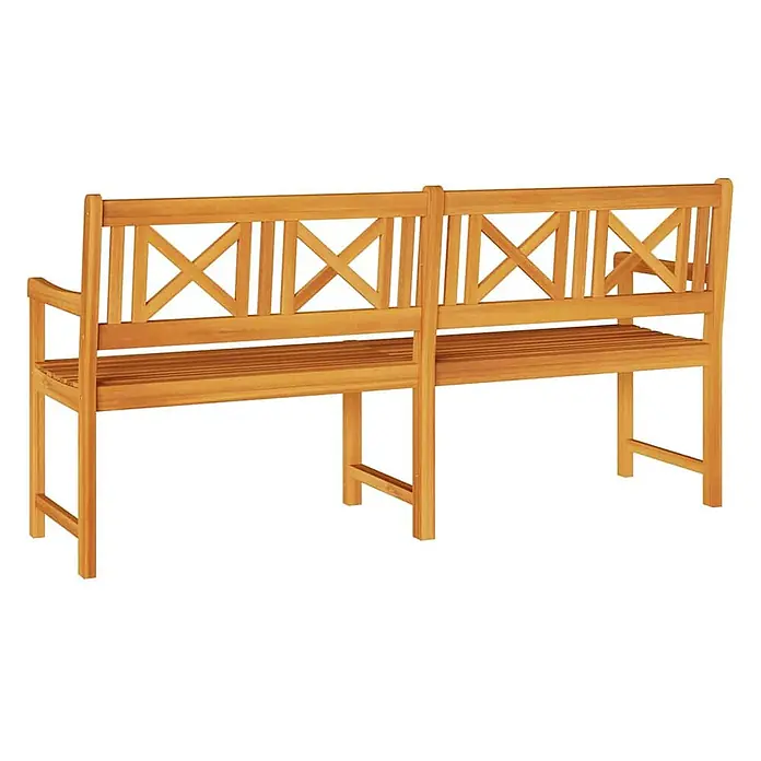 Furnicato Gartenbank Akazienholz geölt - B x T x H: 56 x 180 x 90 cm, Massivholz Akazie, Braun - Hellbraune Holzbank mit Lattenrostsitz und Kreuzmuster-Rückenlehne.