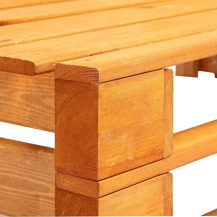 Furnicato Gartenbank Kiefernholz imprägniert - B x T x H: 110 x 65 x 55 cm, Braun - Hellbraune Holzpalettenstruktur mit sichtbaren Brettern und Blöcken.